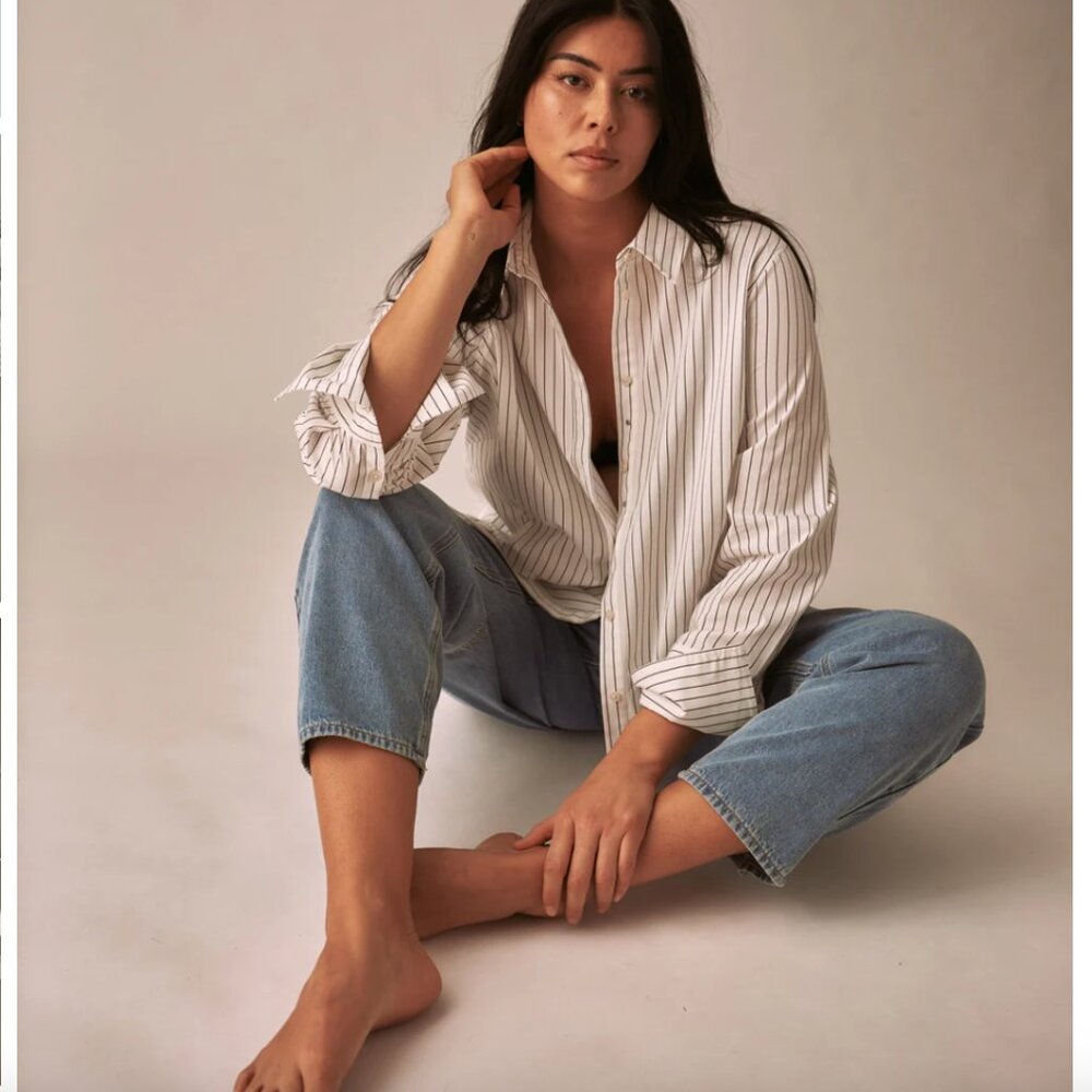 NWT - Henning x US Madison Shirt, White/Grey stripe